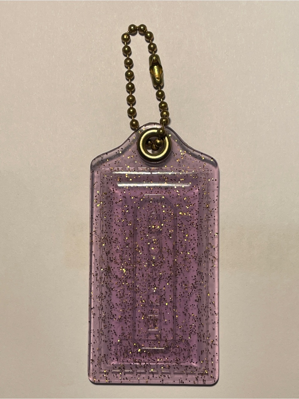 Coach Poppy Lavender with Gold Glitter Hang Tag with Gold Chain